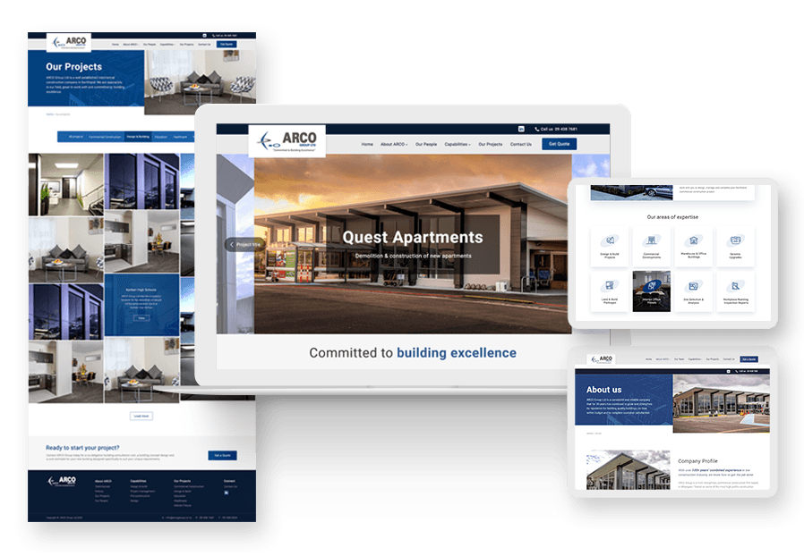 Redcalimo created the website for construction company ARCO to present their services